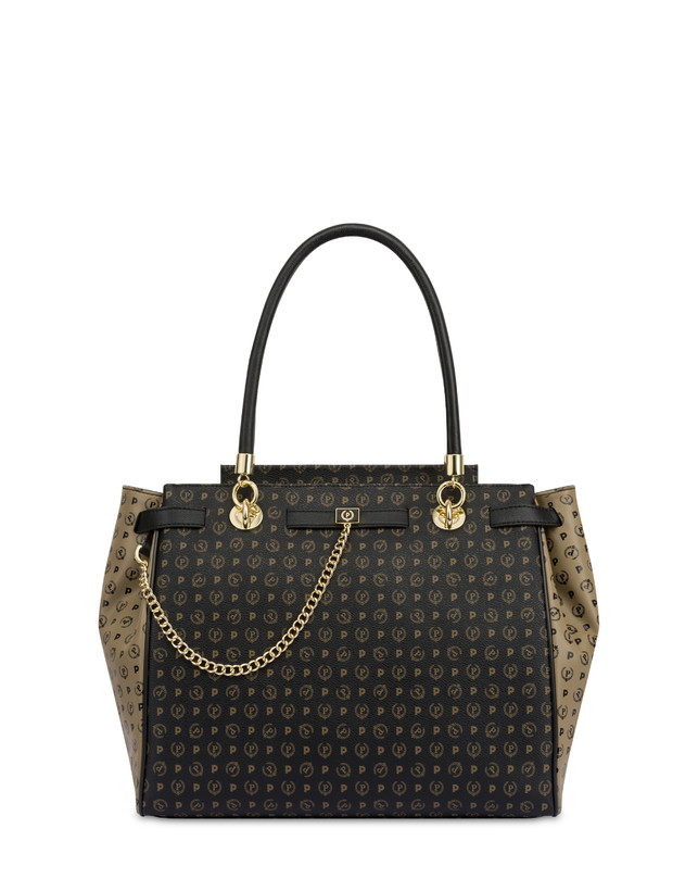 Pollini Borsa A Mano Bicolore Heritage Soft Touch Nero/taupe/nero