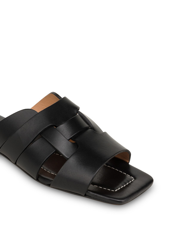Cage cowhide flat slippers Photo 4