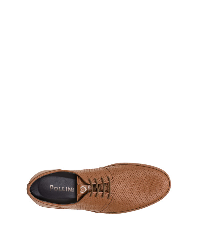 Foxing weave print calfskin derbies Photo 3