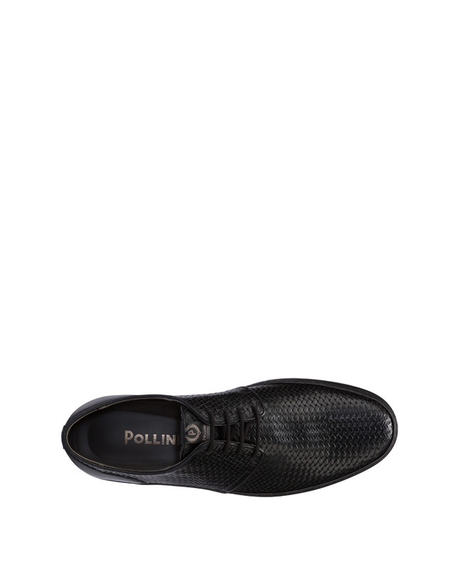 Foxing weave print calfskin derbies Photo 3