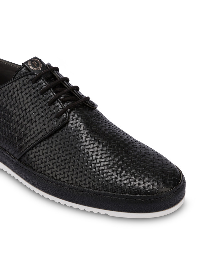 Foxing weave print calfskin derbies Photo 5