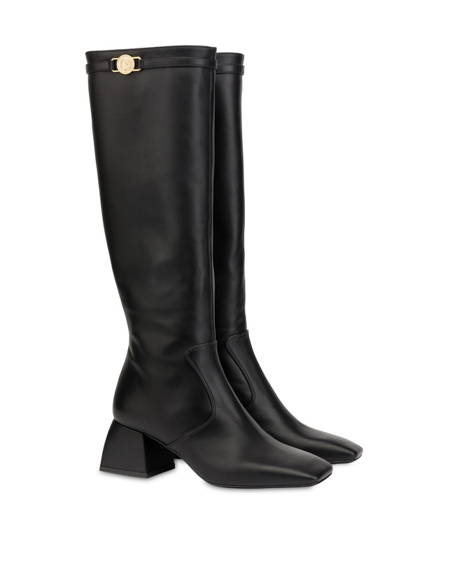 Mannish calfskin boots BLACK woman FW23 - Pollini Online Boutique ...