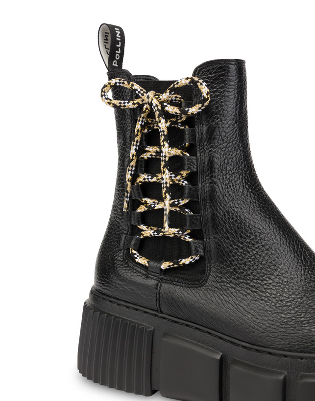 Wet Look chelsea boot in calfskin with multicolor laces Photo 4