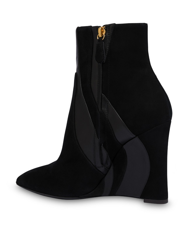 Stiefeletten mit Keilabsatz aus Spaltleder und Wave-Kalbsleder Photo 4