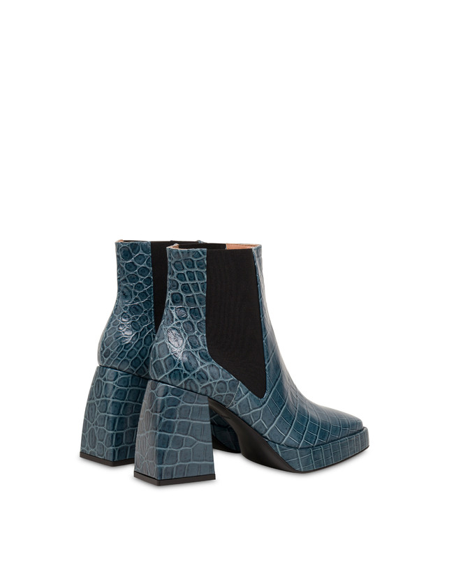 Autumn Beat crocodile print calfskin ankle boots Photo 3