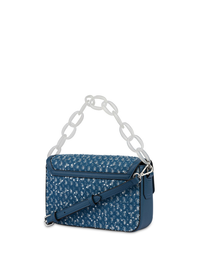 Candy bag in denim con pailettes e maxi catena Photo 3