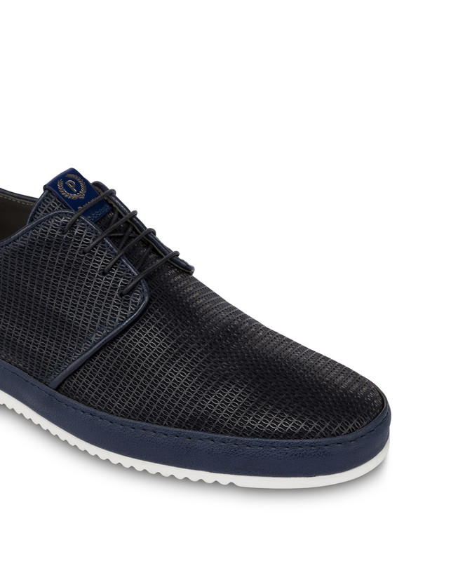 Foxing perforated print leather derby Photo 5