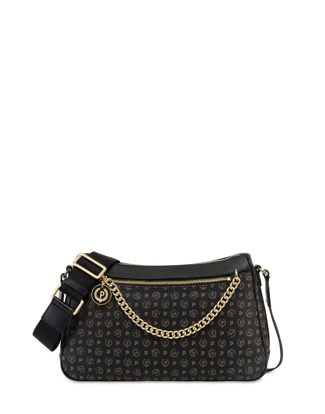 Pollini Borsa A Tracolla In Pvc Heritage Logo Classic Nero/nero