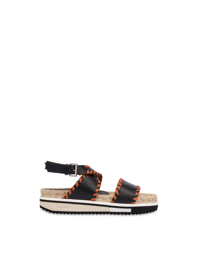 Pollini Sandali Fussbett In Vitello Decorato Flower Garden Nero/wood