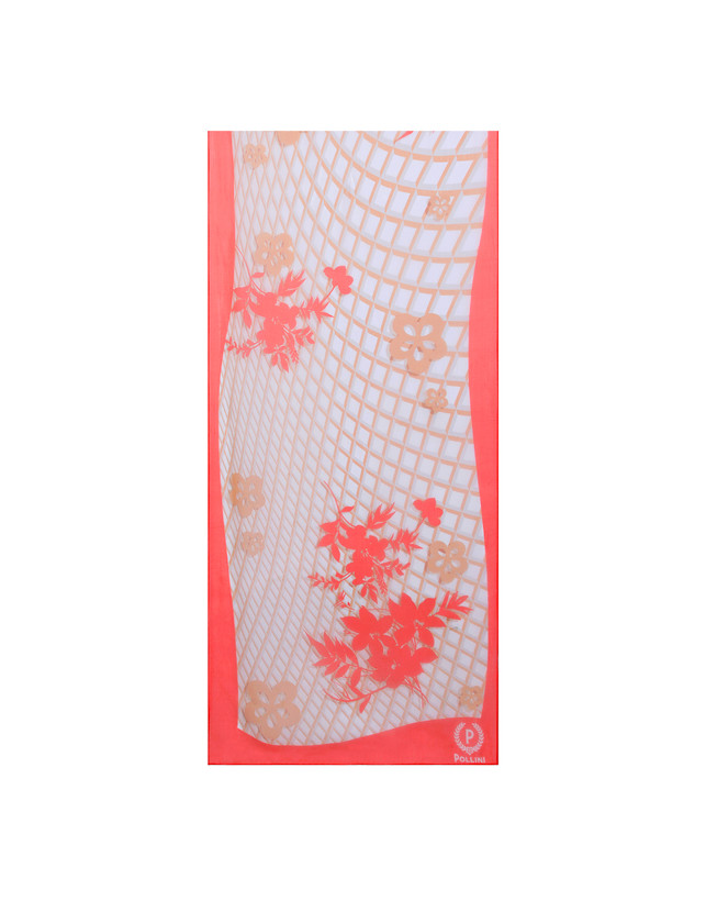 Silk scarf with Flowery Mesh print Photo 1