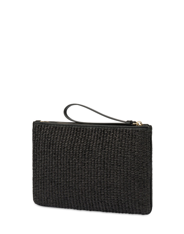 Essence Straw Clutch Bag Black Pollini