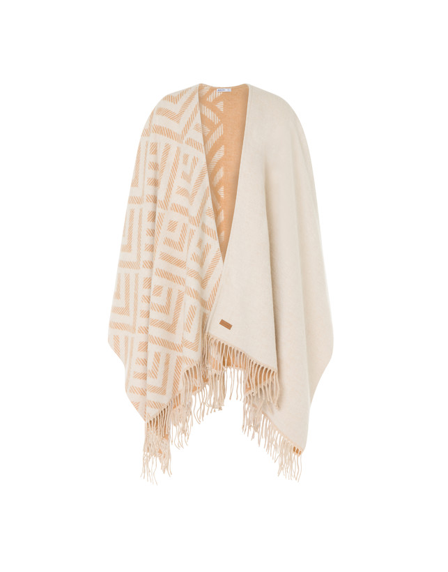 Cape adorned with jacquard embroidery and fringes Photo 1