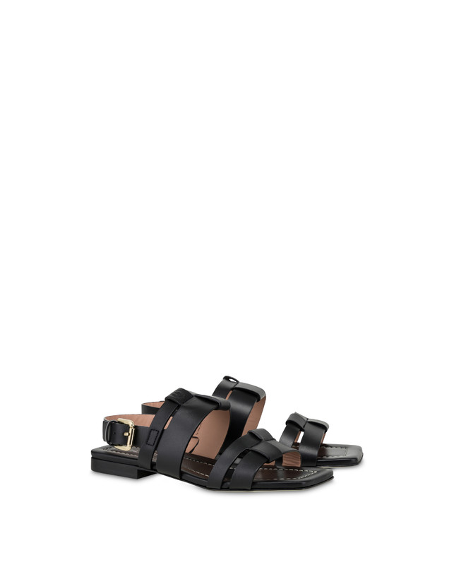 Flache Sandalen aus Overlay-Kalbsleder Photo 2