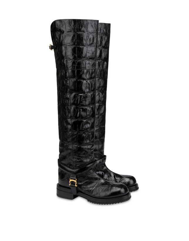 Over the Knee Boot Mia in Vitello stampato cocco Photo 2