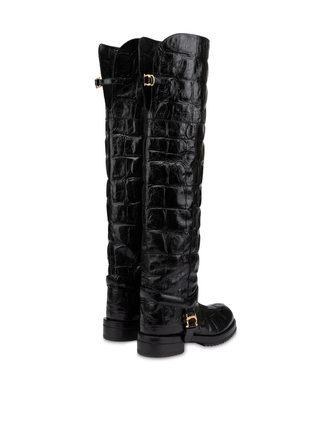Over the Knee Boot Mia in Vitello stampato cocco Photo 3