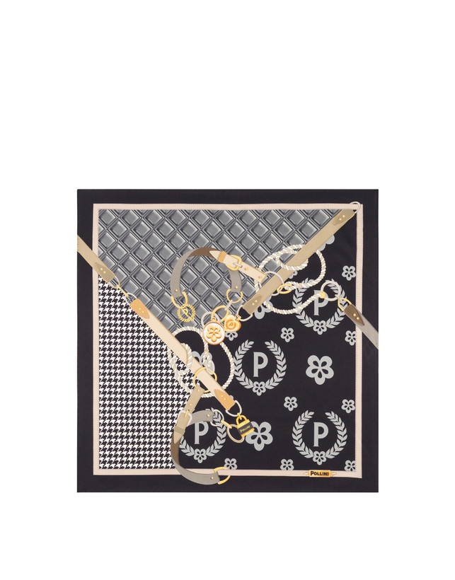 Foulard in seta con stampa macro logo e cinghie Photo 1