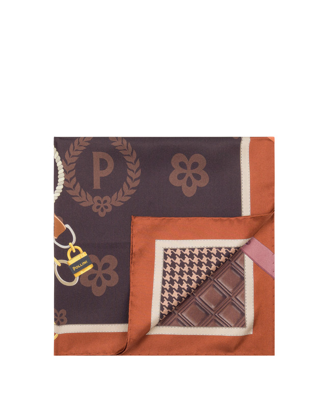 Foulard in seta con stampa macro logo e cinghie Photo 2