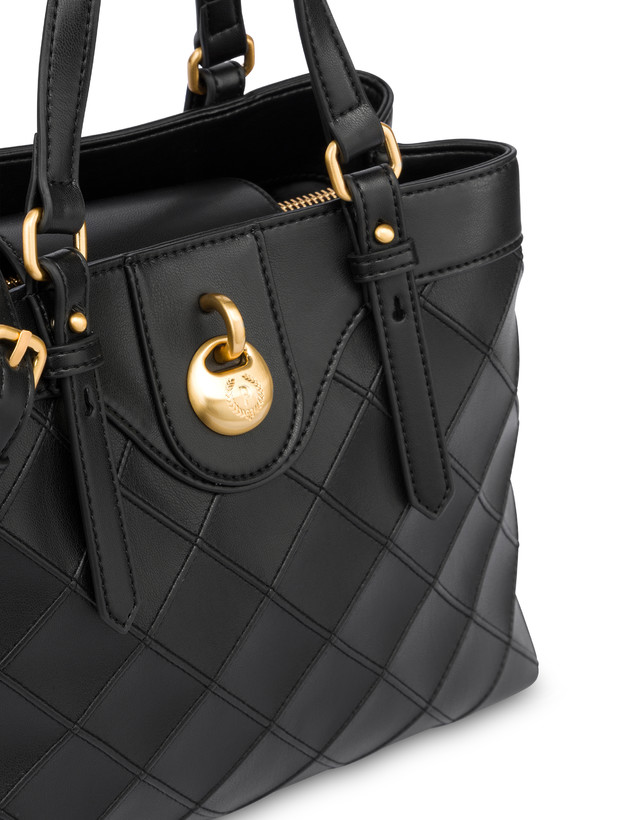 Small Double Handle Drop Bag in Matelassé (Quilted) Faux Leather Photo 4