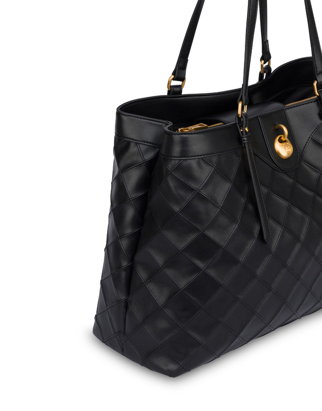 Double Handle Drop Bag in Matelassé (Quilted) Faux Leather Photo 4