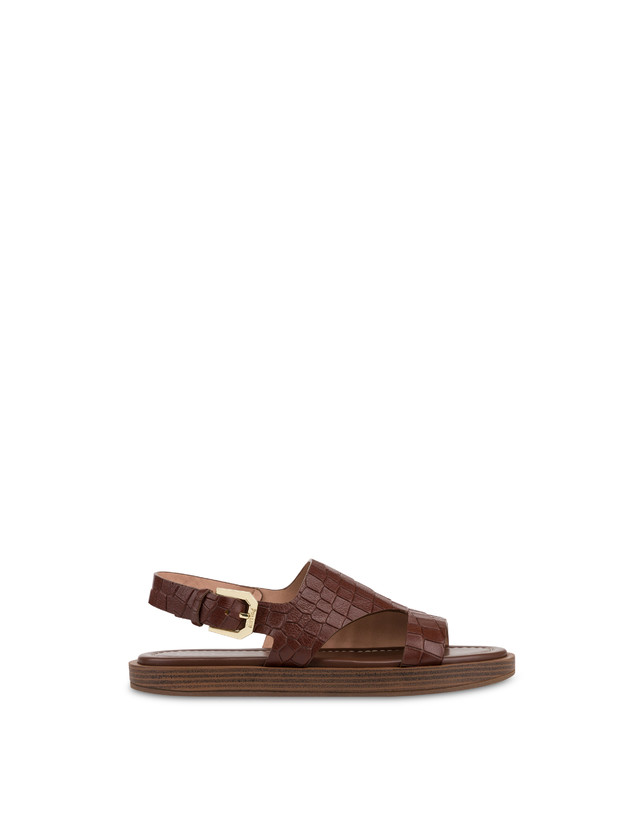 Como Flat Sandal in Croc-Embossed Goat Leather Photo 1