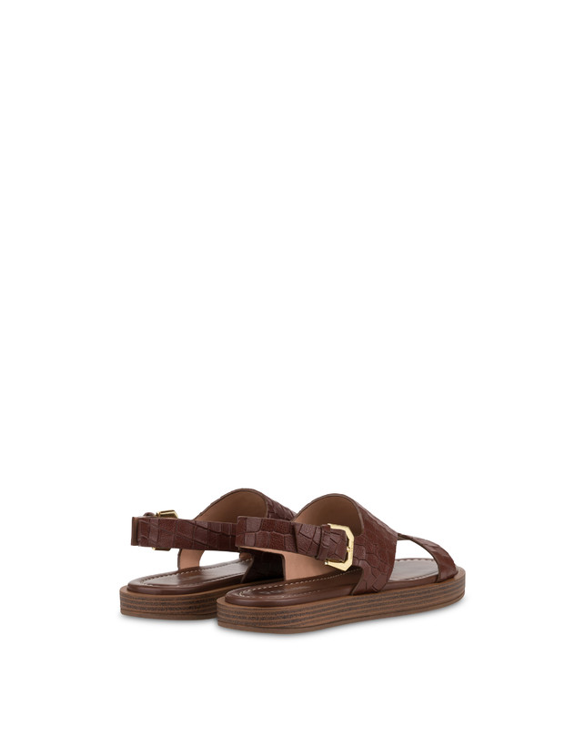 Como Flat Sandal in Croc-Embossed Goat Leather Photo 3