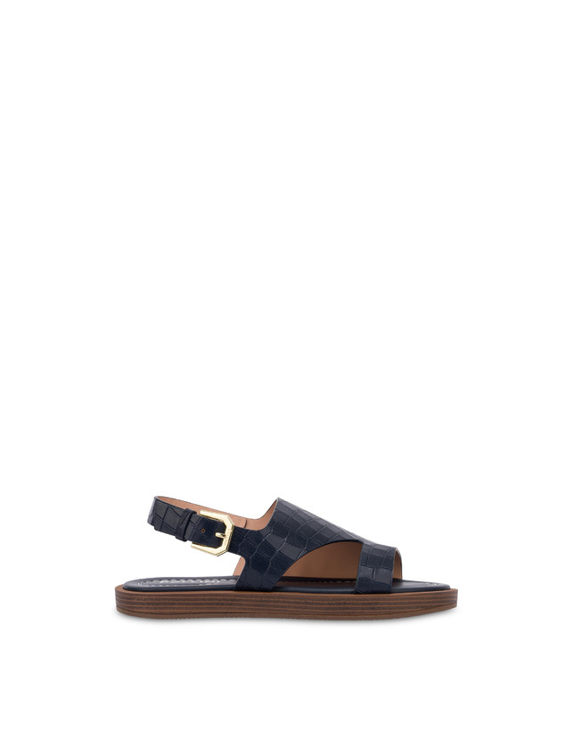 Como Flat Sandal in Croc-Embossed Goat Leather Photo 1