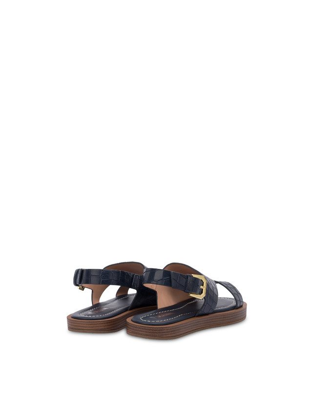 Como Flat Sandal in Croc-Embossed Goat Leather Photo 3