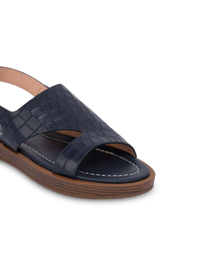 Como Flat Sandal in Croc-Embossed Goat Leather Photo 4