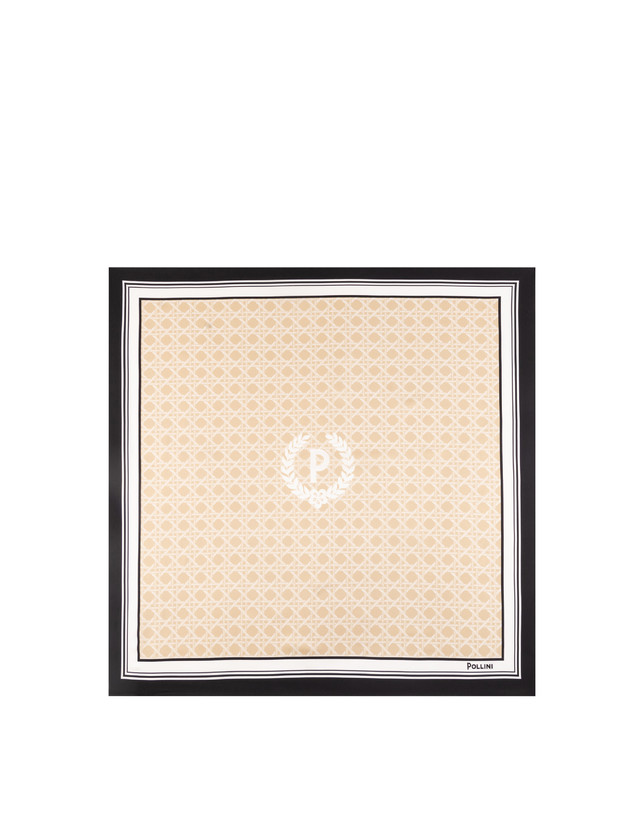 Foulard In Seta Con Stampa geometrica e logo centrale Photo 2