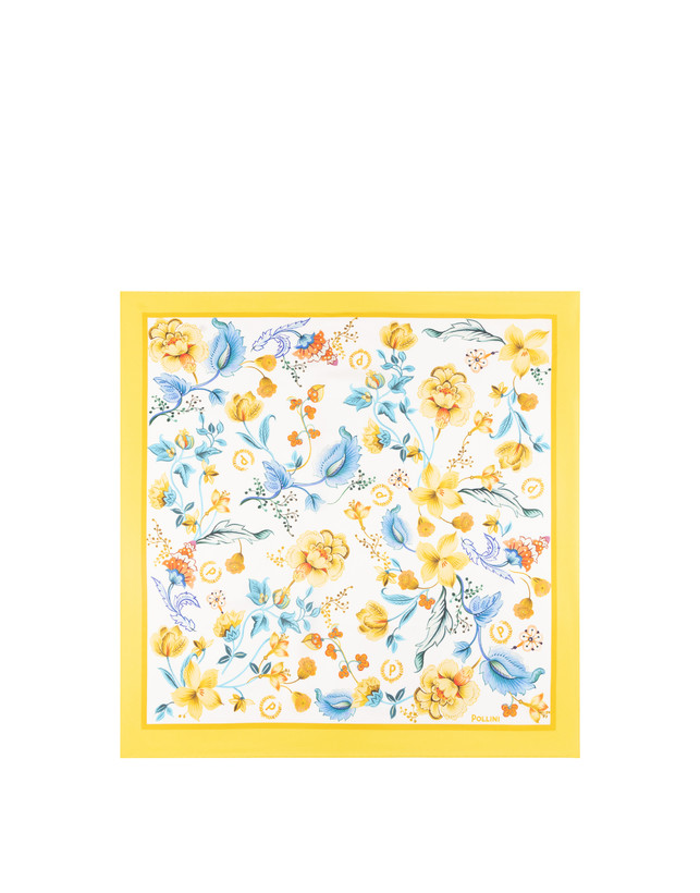 Foulard In Seta Con Stampa floreale su fondo bianco Photo 2