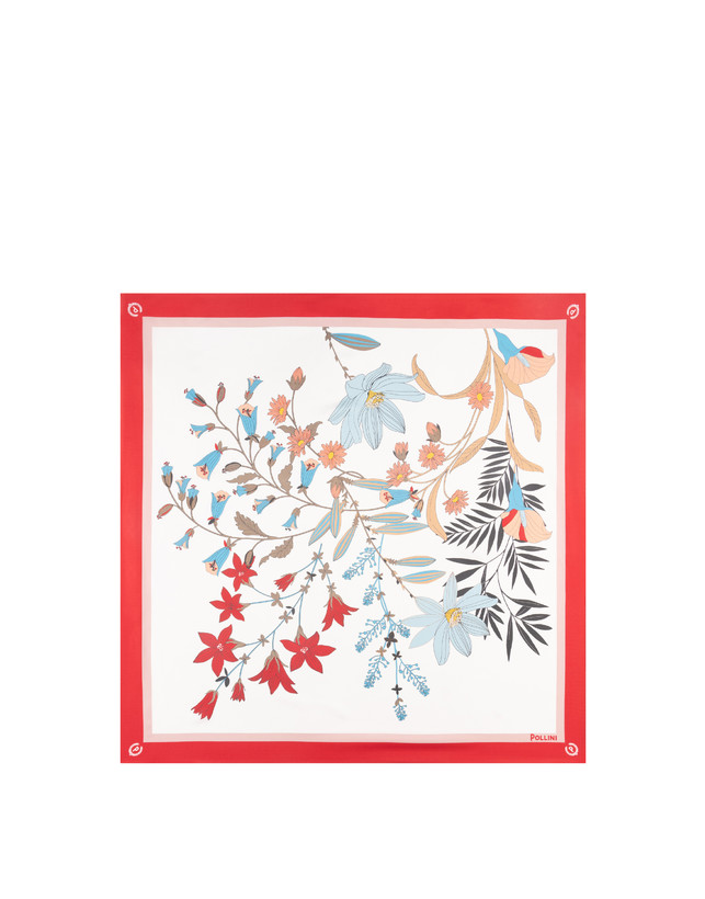 Foulard In Seta Con Stampa di rami di fiori Photo 2