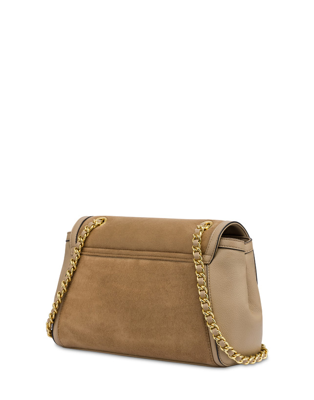 Borsa a spalla in mini grained pu e fabric suede Photo 2