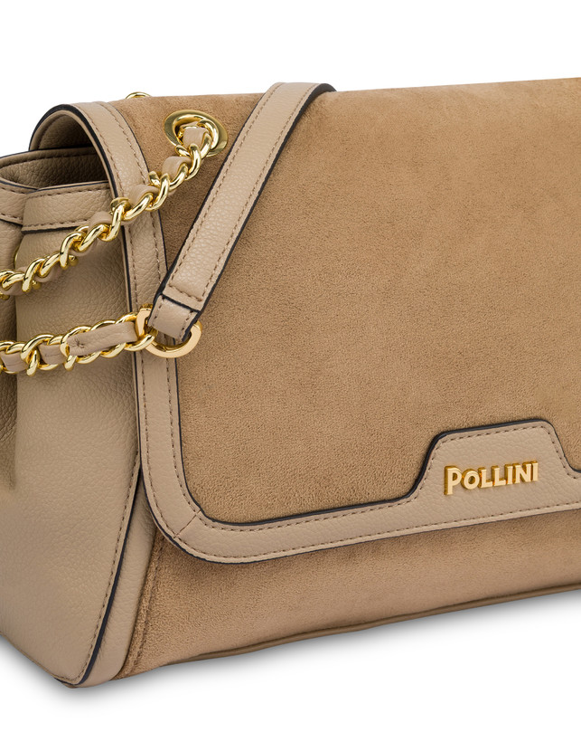 Borsa a spalla in mini grained pu e fabric suede Photo 4