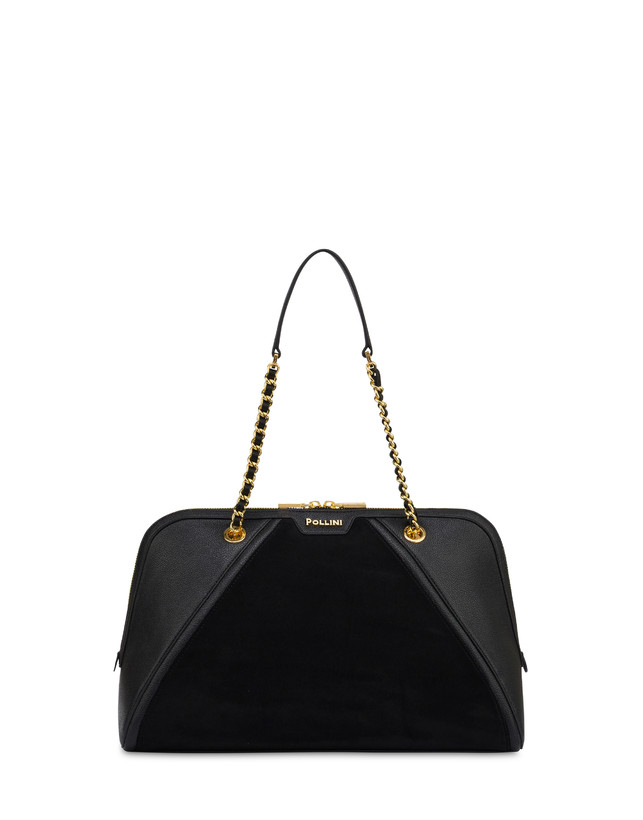 Frame Shoulder Bag in Mini Grained PU and Fabric Suede Photo 1