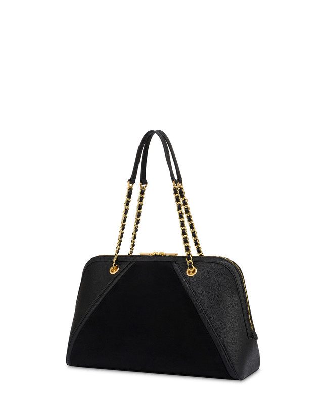 Frame Shoulder Bag in Mini Grained PU and Fabric Suede Photo 2