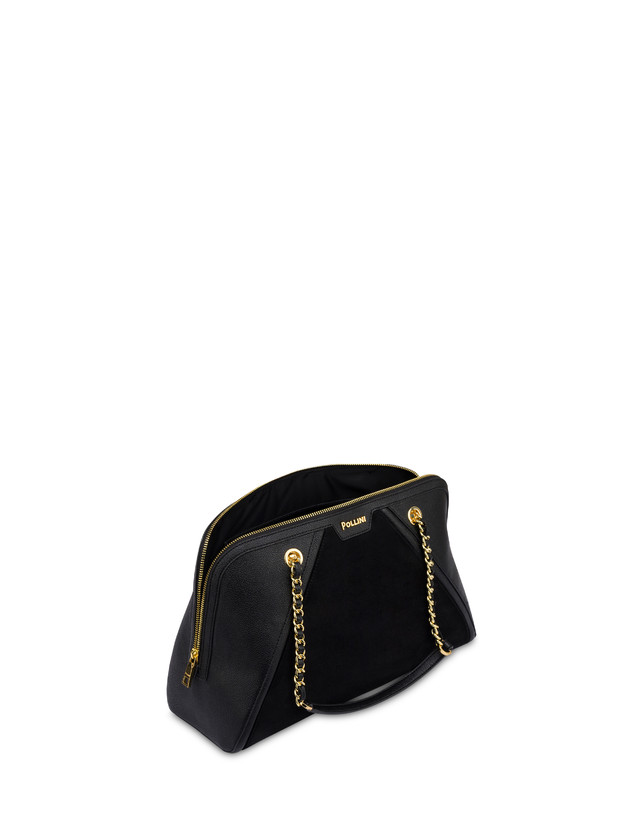 Frame Shoulder Bag in Mini Grained PU and Fabric Suede Photo 3