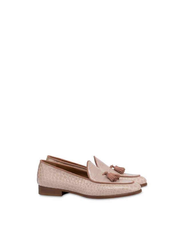Outline Belgian Shoes in crocodile print calfskin and split leather Photo 2