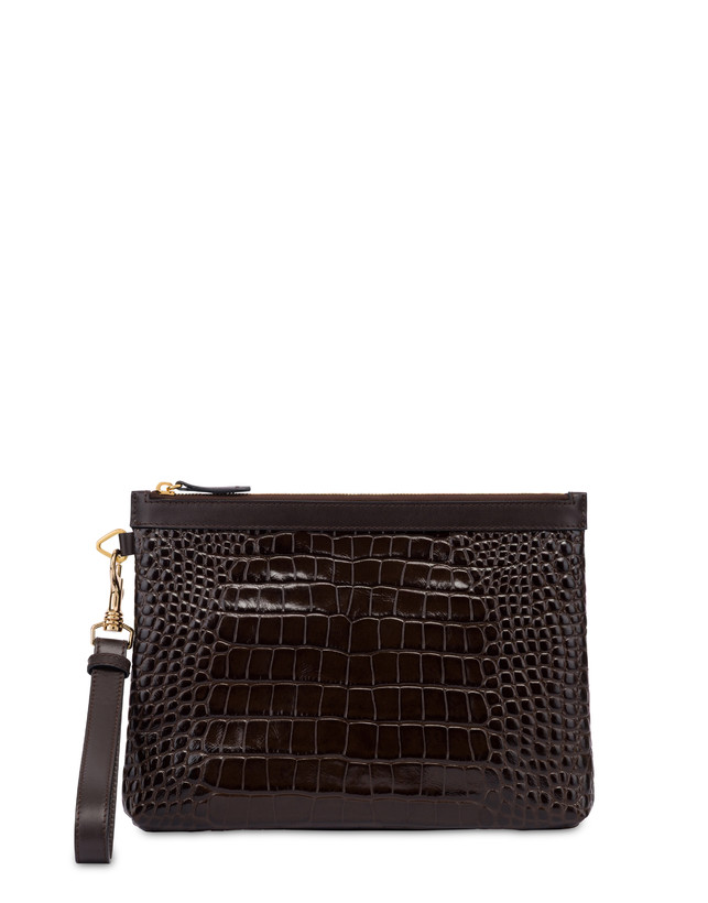 Clutch bag in crocodile print calfskin Photo 1