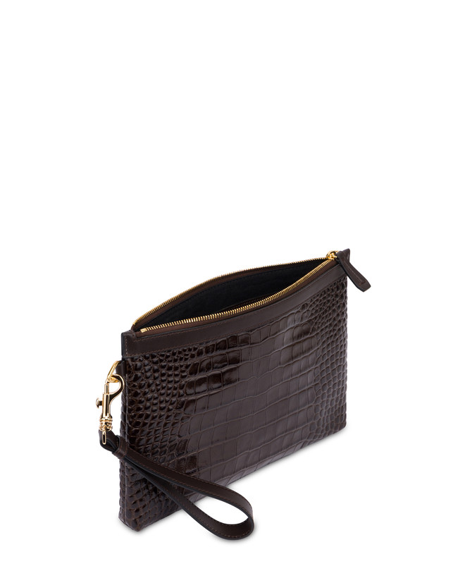 Clutch bag in crocodile print calfskin Photo 3