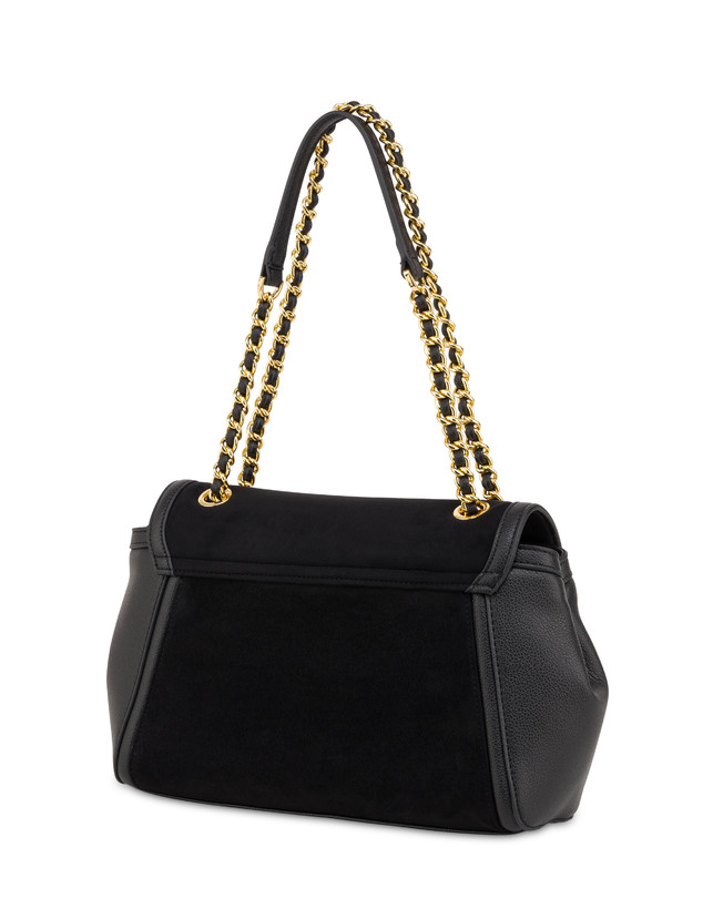 Borsa a spalla in mini grained pu e fabric suede Photo 2