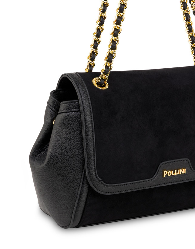 Borsa a spalla in mini grained pu e fabric suede Photo 4