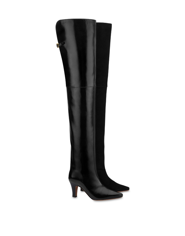 Muse-Overknee-Stiefel aus Lackleder und Wildleder Photo 2