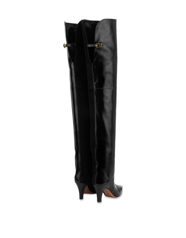 Muse-Overknee-Stiefel aus Lackleder und Wildleder Photo 3