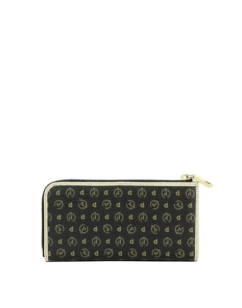 Portafoglio con zip Heritage Logo Classic NERO/AVORIO