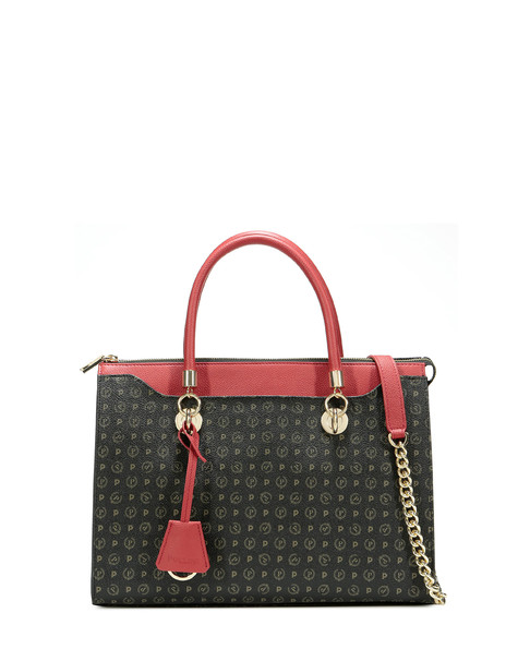 Borsa shopping con catena Heritage Logo Classic NERO/LACCA