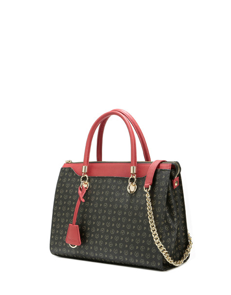 Borsa shopping con catena Heritage Logo Classic NERO/LACCA