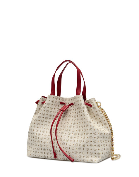 Shopping bag Ivory/laky red