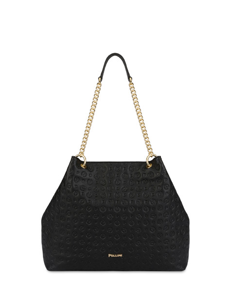 Heritage Logo Embossed Hobo Bag Black