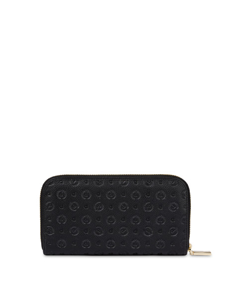 Heritage Logo Embossed zipper around wallet BLACK