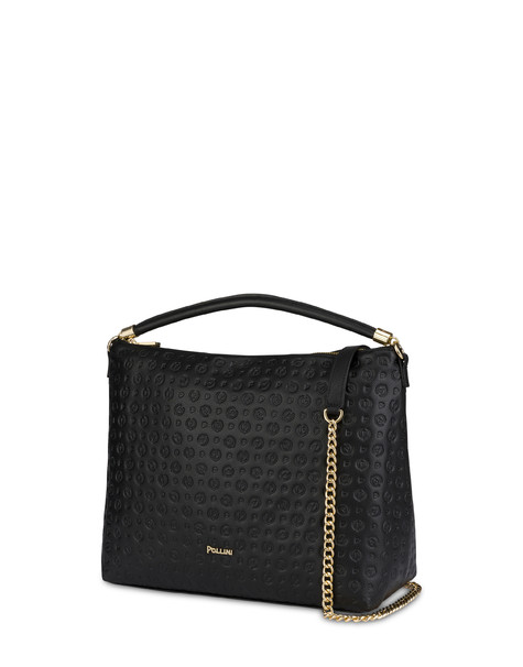 Heritage Logo Embossed shoulder bag BLACK